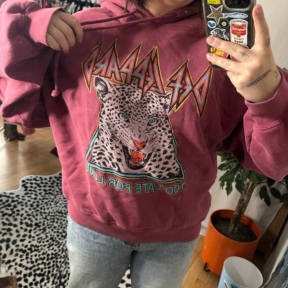 Daydreamer Def Leppard Too Late For Love Pullover Hoodie Pink Size Large - Picture 5 of 7